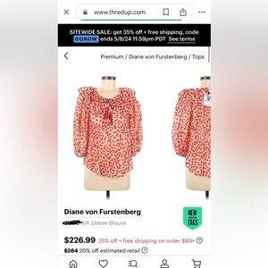 Diane von Furstenberg
Size 2  3/4 Sleeve Blouse